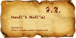 Hanák Noémi névjegykártya